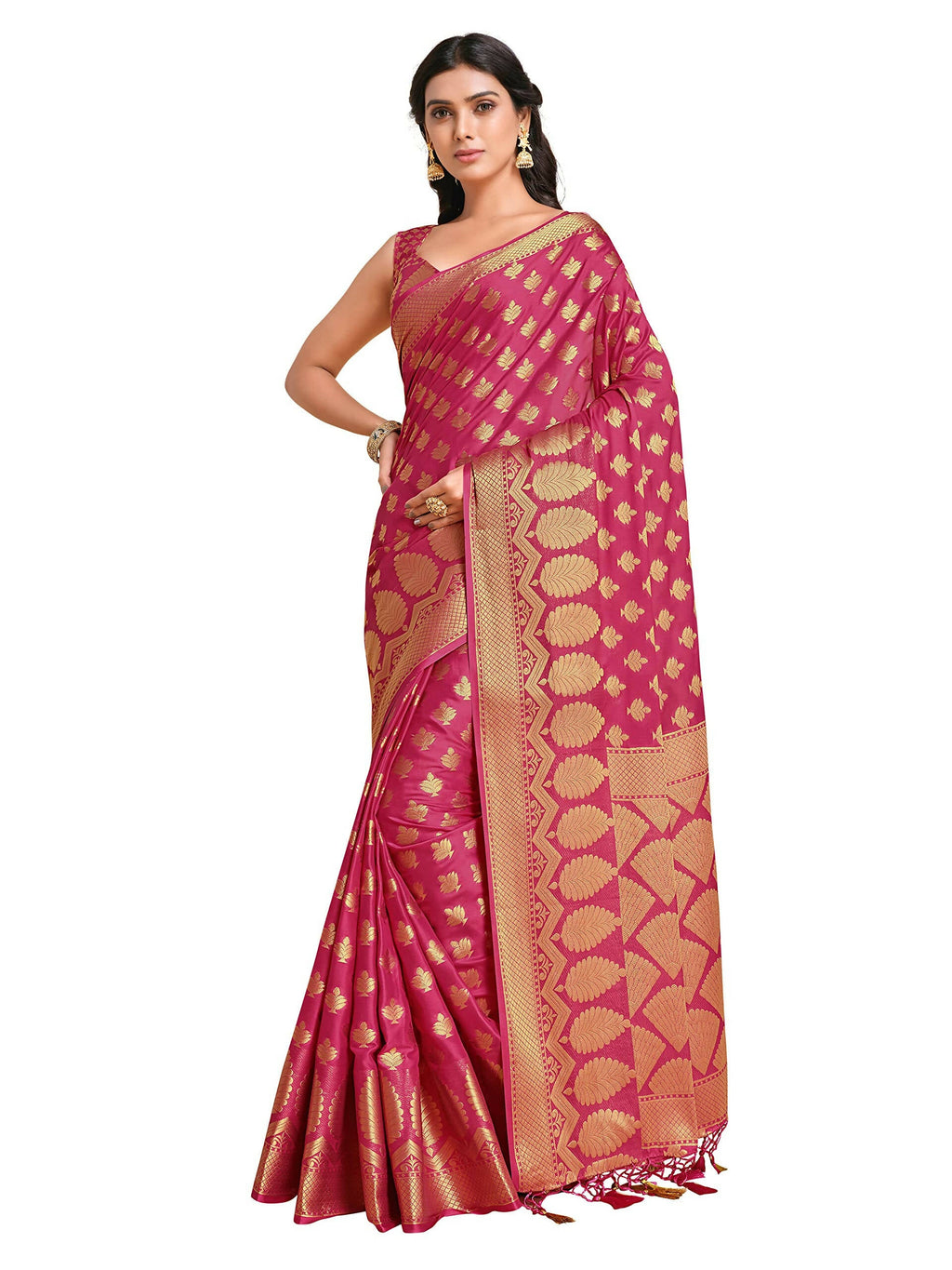 Mimosa Women's Mysore Silk Pink Saree | Grocsy