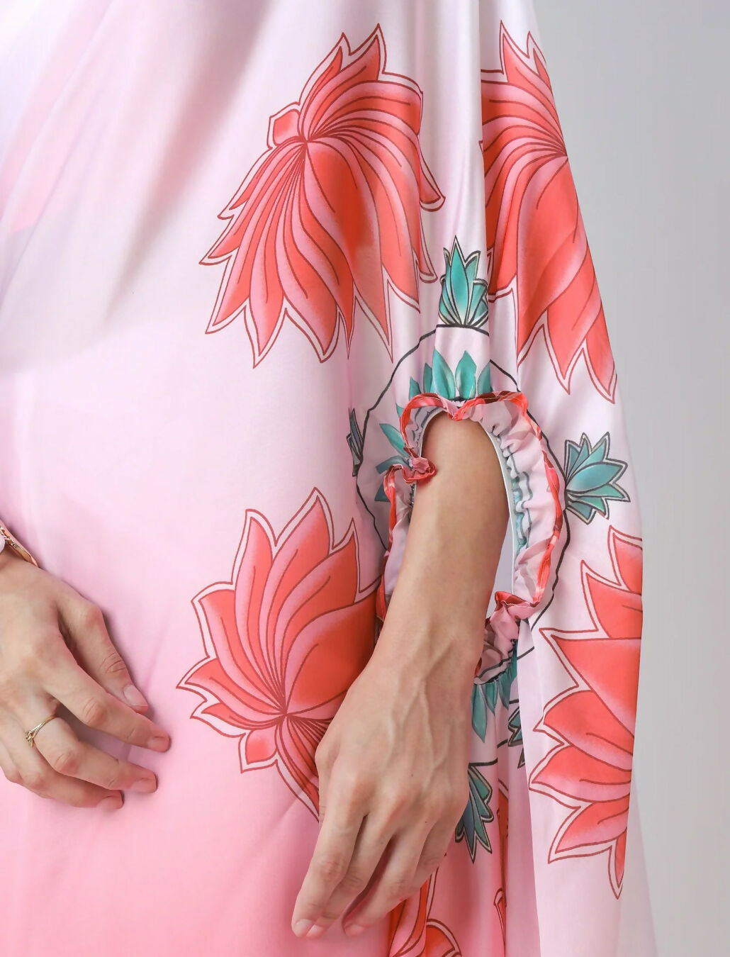 Vastranavya Blush Pink Freehand Floral Print Ready to Wear Saree | Grocsy