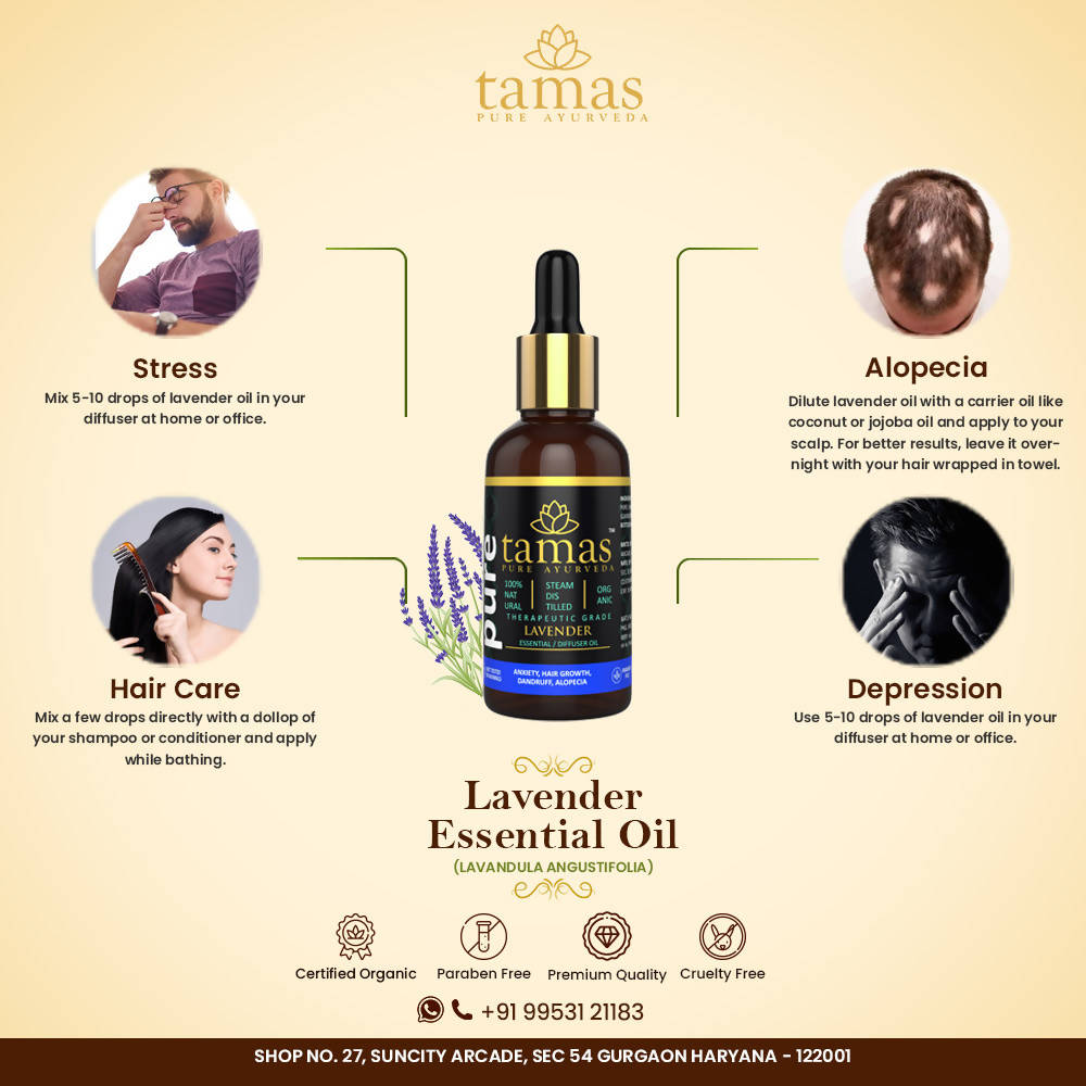 Tamas Pure Ayurveda 100% Organic Lavender Essential Oil India - USDA Certified Organic | Grocsy