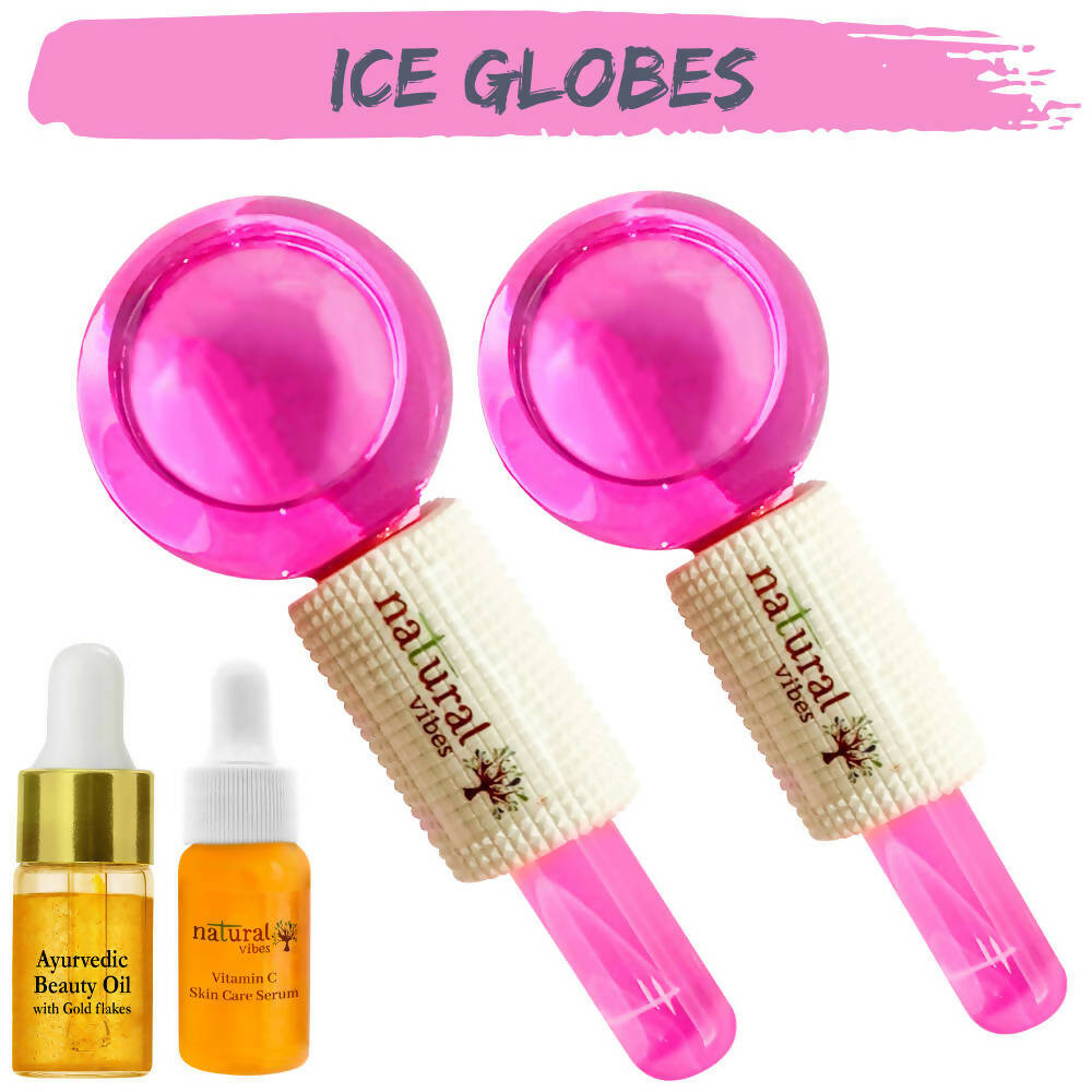 Natural Vibes Pink Ice Globes Facial Tool Set | Grocsy