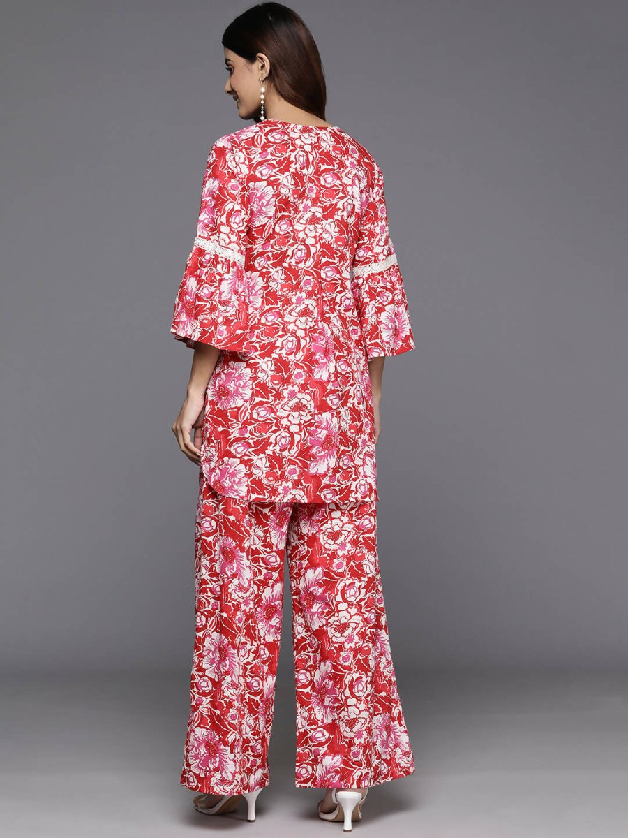 Ahalyaa Women's Traditional Wear Co-ods - Red | Grocsy