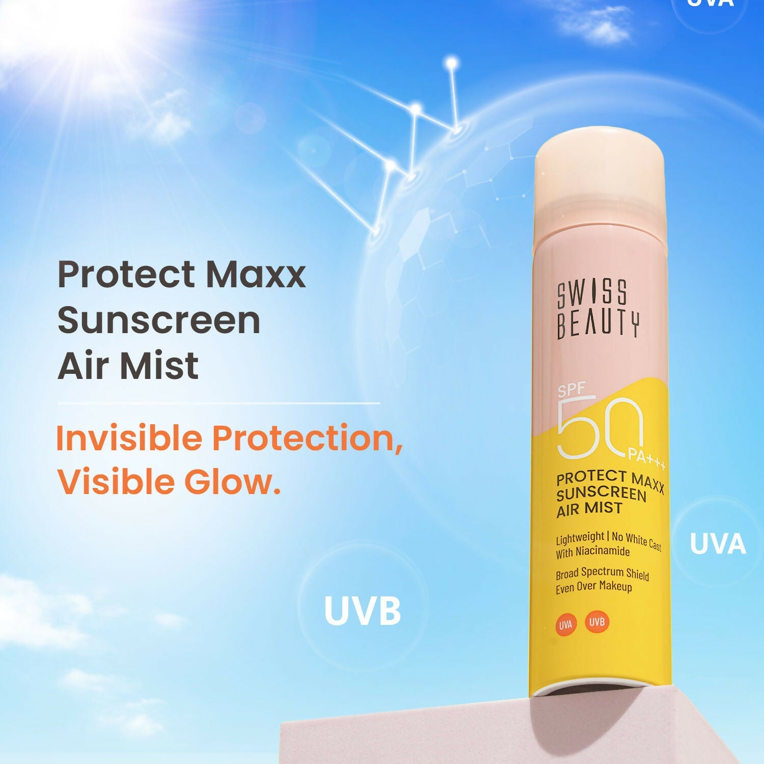 Swiss Beauty Protect Maxx Sunscreen Air Mist With SPF 50 PA+++ | Grocsy