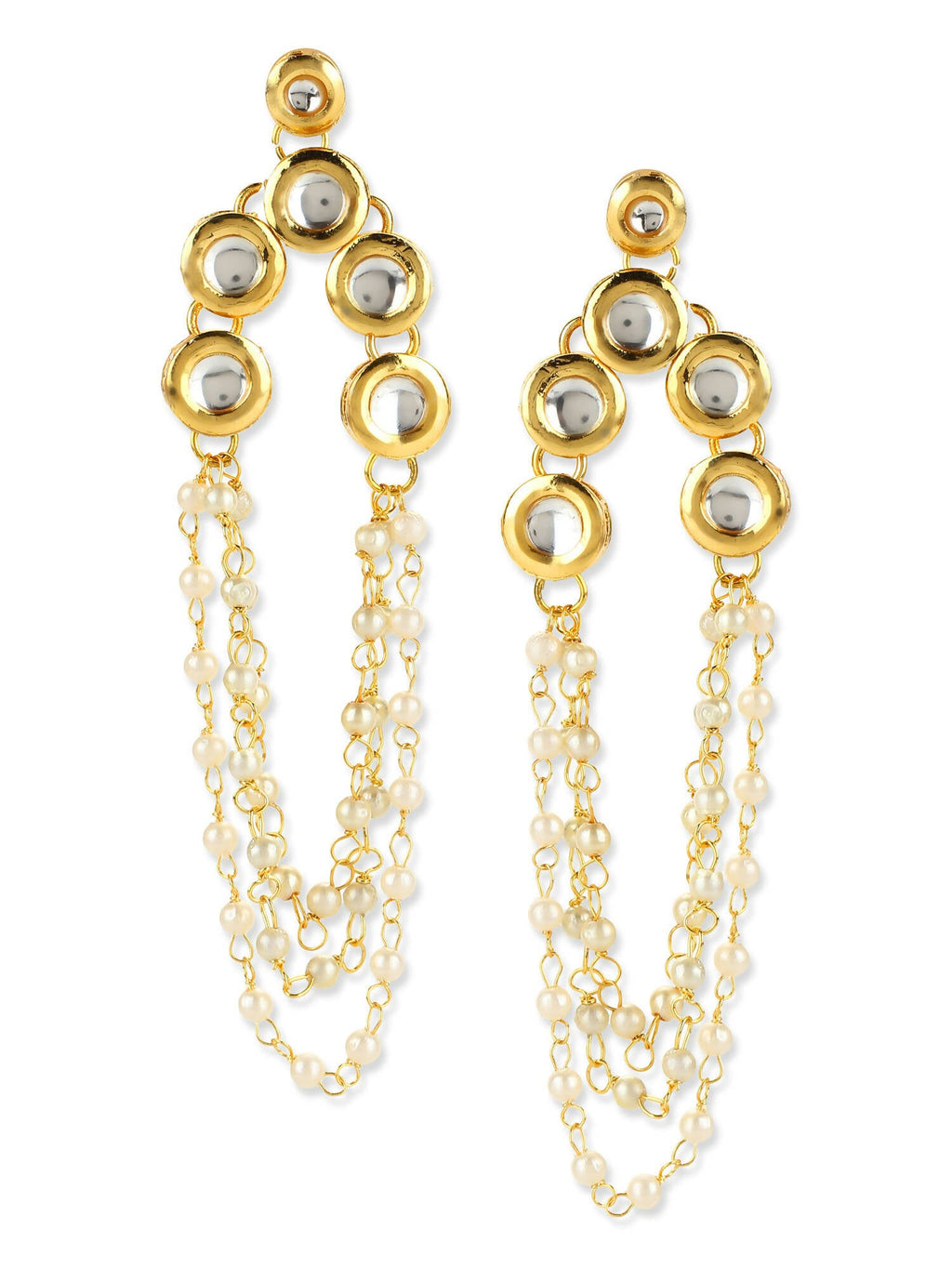 Gold-Polished Off White Contemporary Drop Earrings - Ruby Raang | Grocsy