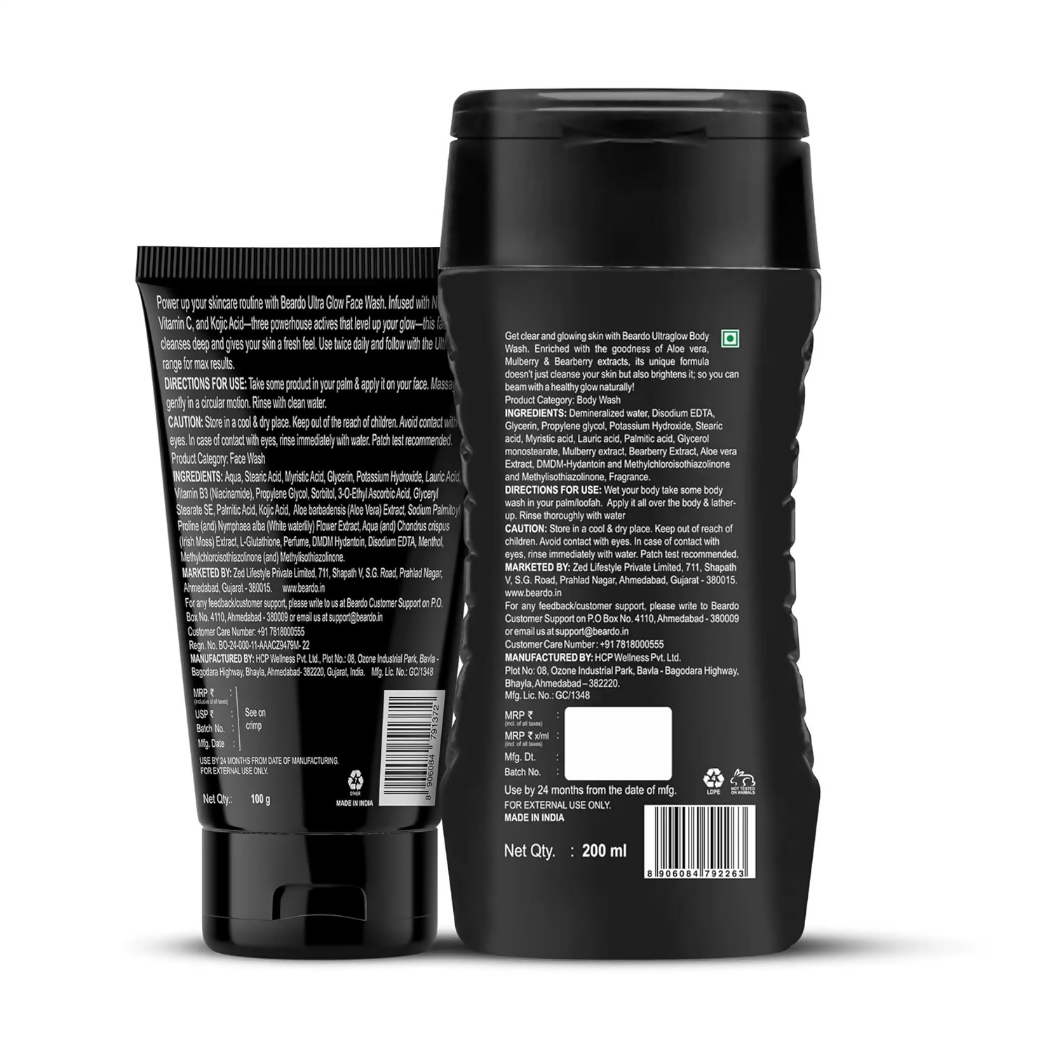 Beardo Ultra Glow Bodywash & Facewash Duo Kit Hydrated and Refreshing Skin | Grocsy