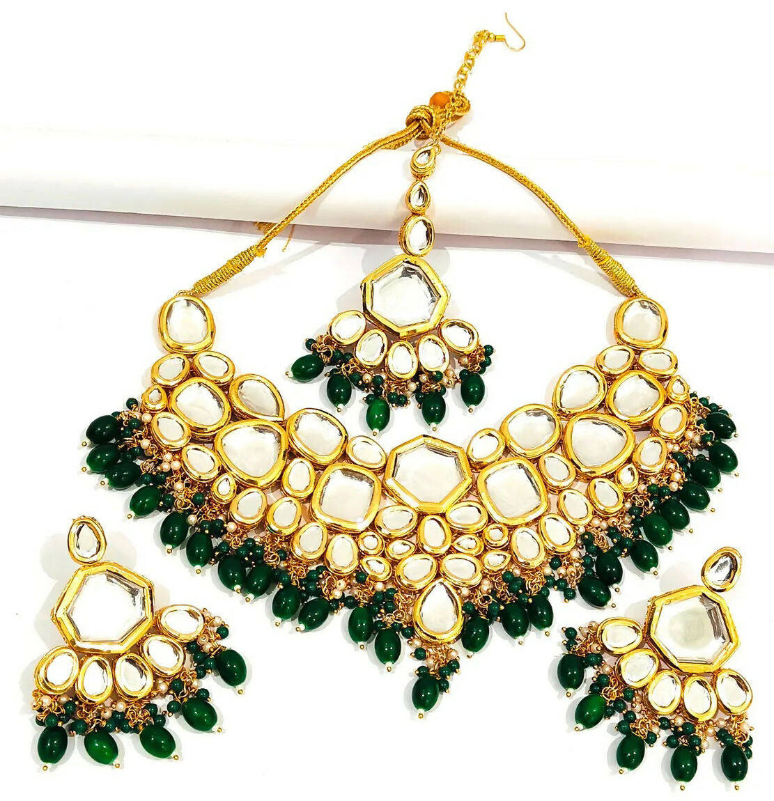 Joban Fashion Hand Made High Quality Gold Plated Base Metal Alloy Kundan Stone Studded Kundan Jewellery Set | Grocsy
