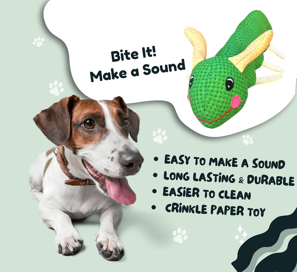 Foodie Puppies Caterpillar Crinkle Squeaky Plush Dog Toy | Grocsy