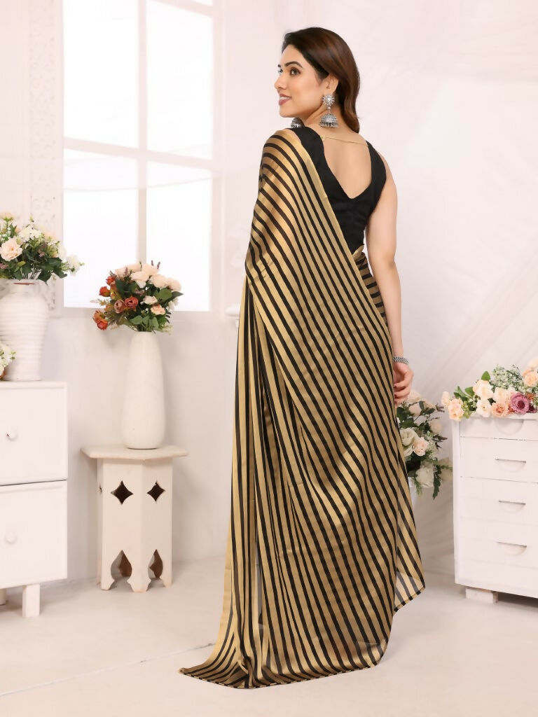 Designer Partywear Black & Silver Georgette Fancy Saree - Satrangi | Grocsy