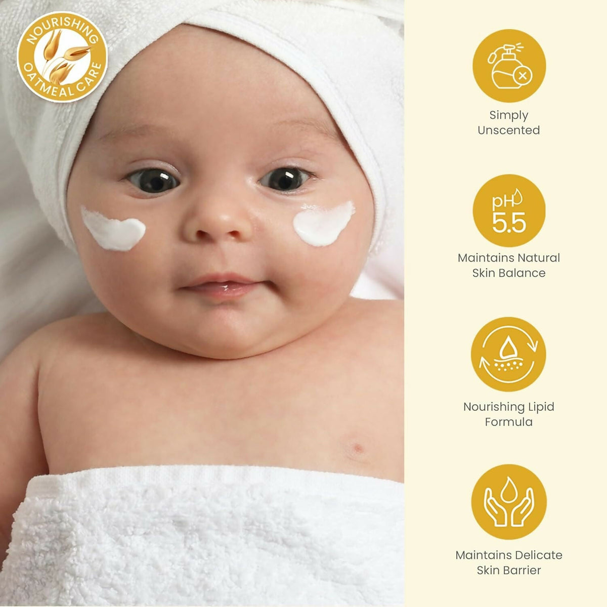 Mother Sparsh Simply Unscented Baby Face Cream with Oatmeal, for Sensitive Skin | Grocsy