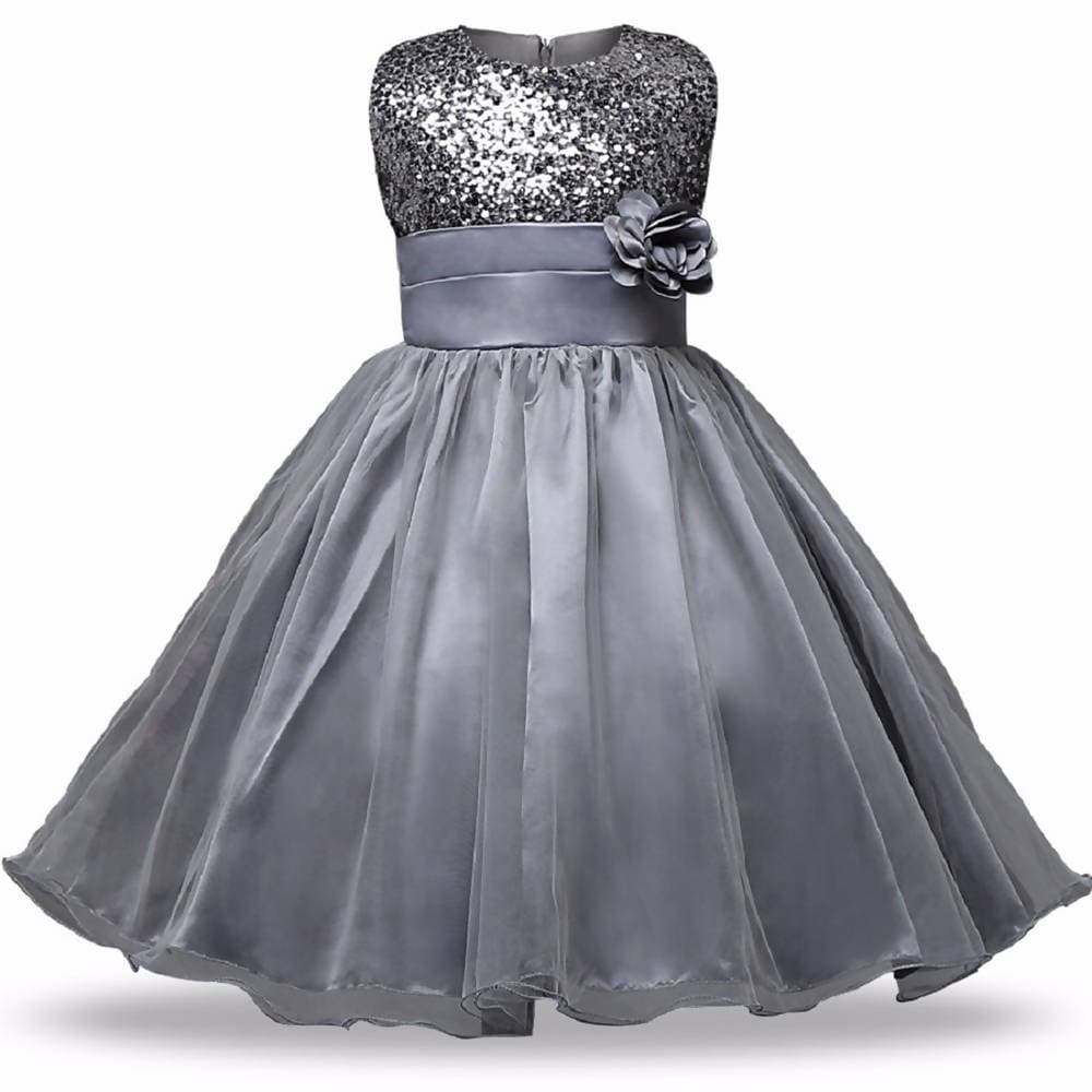 Asmaani Baby Girl Grey Color Satin A-Line Maxi Full Length Dress (AS-DRESS-22049) | Grocsy