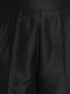 Women Republic Black Cotton Blended Set with Attached Drape | Grocsy
