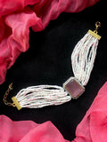 Joban Fashion Onion Pink Brass Ad With Monalisa Stone Beaded Bracelet | Grocsy