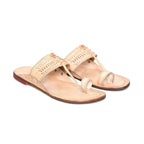 Stepsoft Men'S Leather Kolhapuri Chappals – Handcrafted Ethnic Flats (Beige) | Grocsy