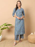 FIORRA Women's Wine Cotton Straight Kurta Set | Grocsy