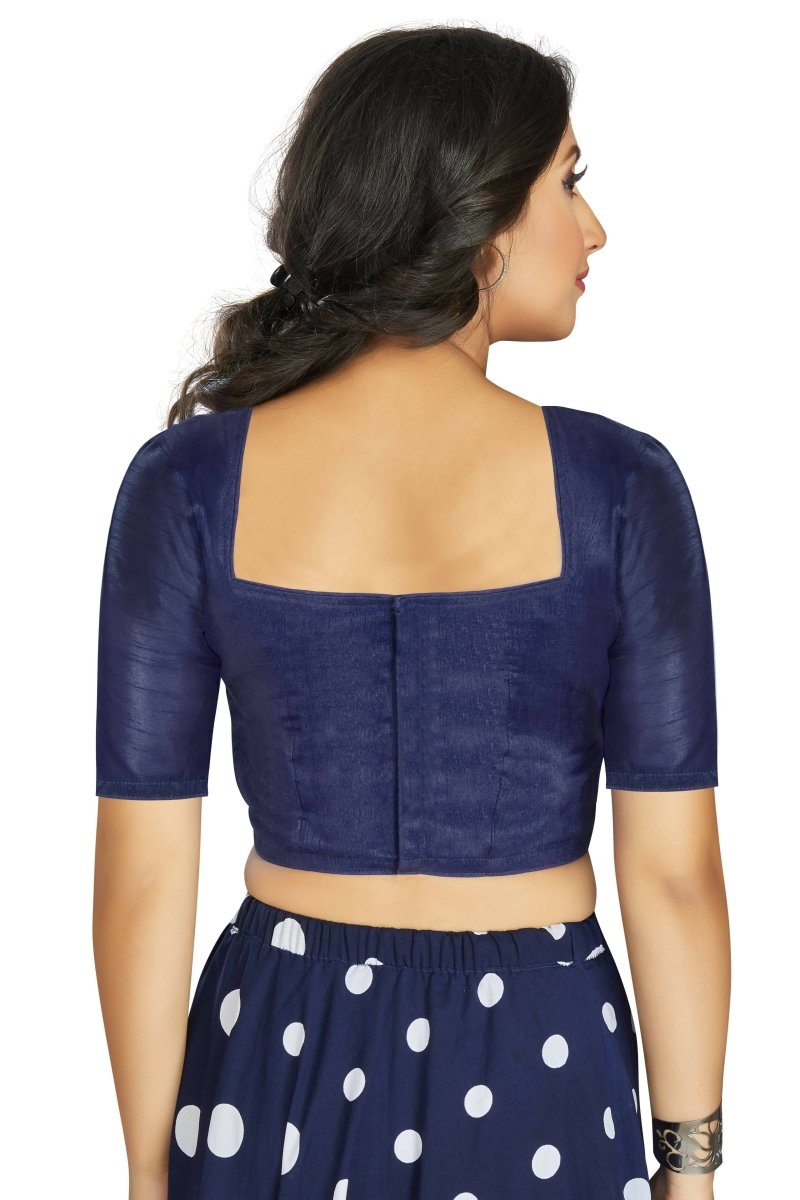 Aastha Fashion Women's Navy Blue Art Silk Designer Traditional Readymade Blouse | Grocsy