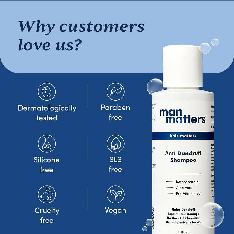 Man Matters 1% Ketoconazole Anti-Dandruff Shampoo, Reduces Itching & Dandruff | Grocsy