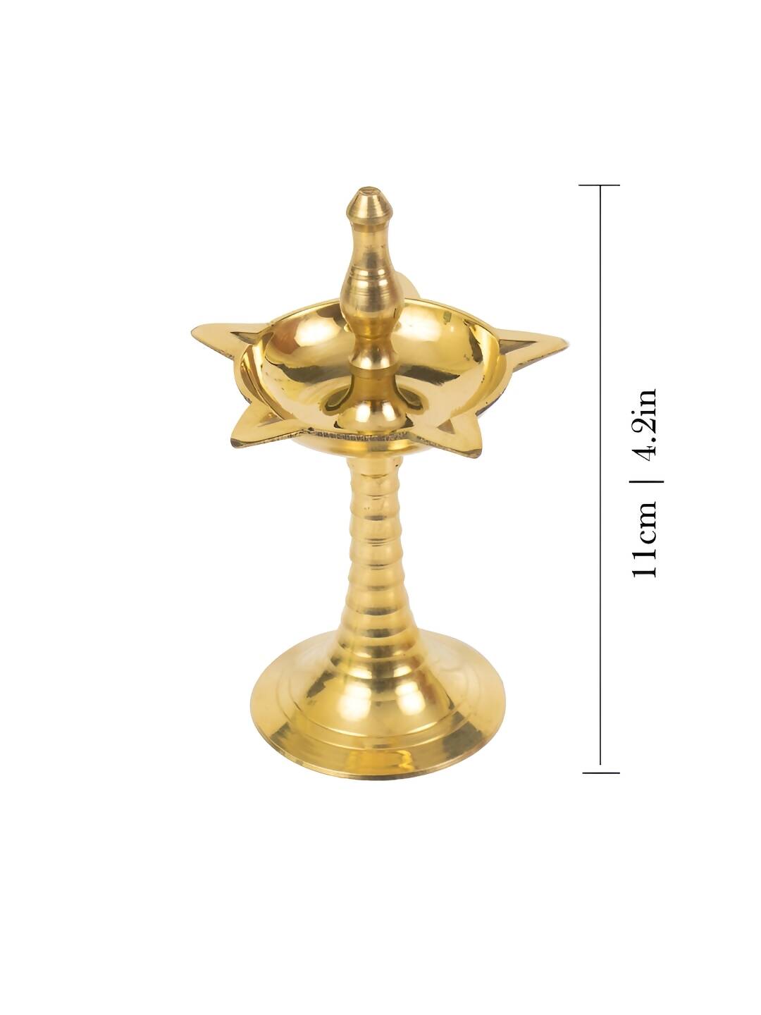 Spillbox Gold Toned Brass Textured Small Kuthu Vilakku Diya | Grocsy