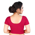 Vamika Pink Lycra Plain Blouse | Grocsy