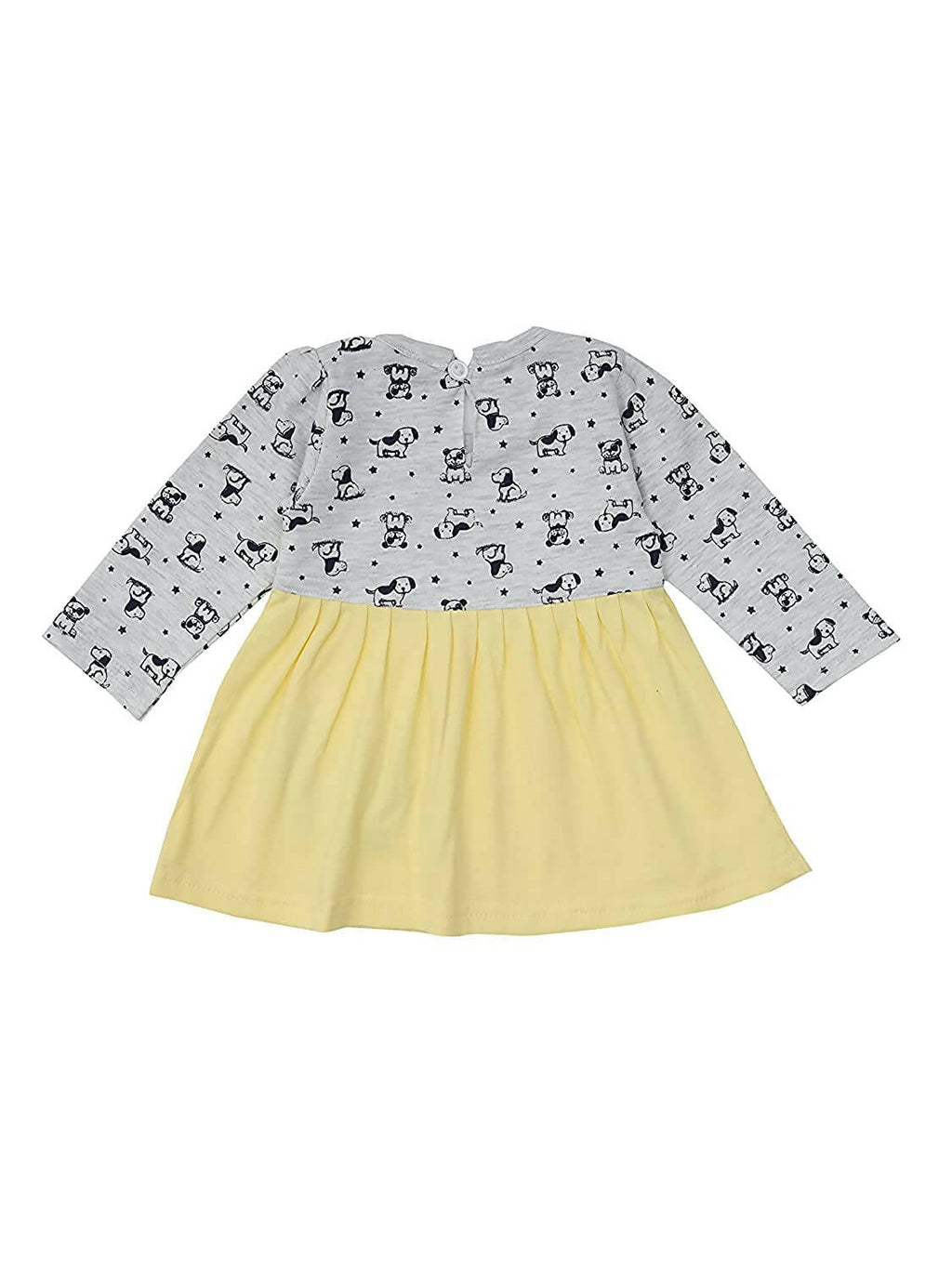 NammaBaby Baby Girl's A-Line Mini Frock Dress - Yellow Grey | Grocsy