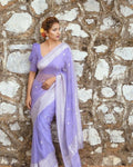 DEIANA'S Beautiful Designer Golden zari Soft Cotton Saree - Lavender | Grocsy