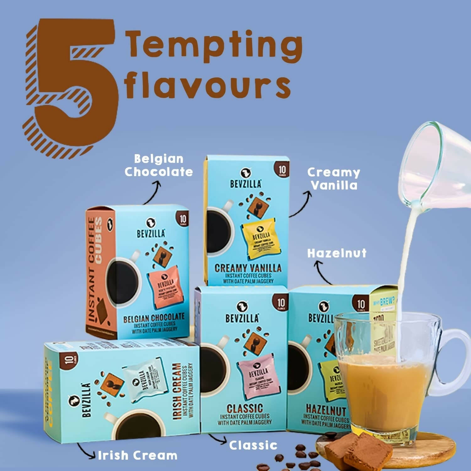 Bevzilla Assorted Flavours Instant Coffee Cubes with Organic Date Palm Jaggery | Grocsy