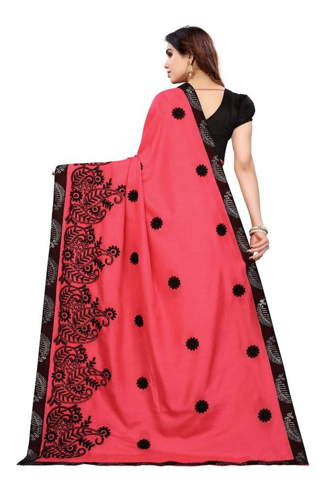 Vamika Pink Dola Silk Embroidery Saree | Grocsy