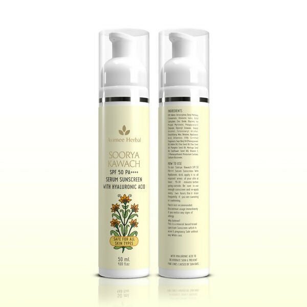 Avimee Herbal Soorya Kawach SPF 50 PA++++ Hyaluronic Acid Serum Sunscreen | Grocsy