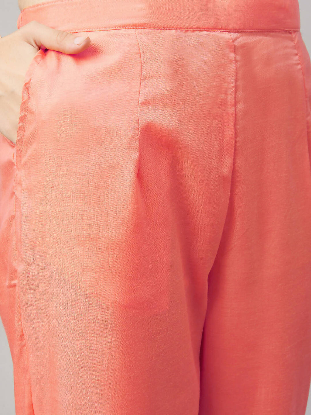 Peach Organza Embroidered Kurta with Bottom & Dupatta - Salimar | Grocsy