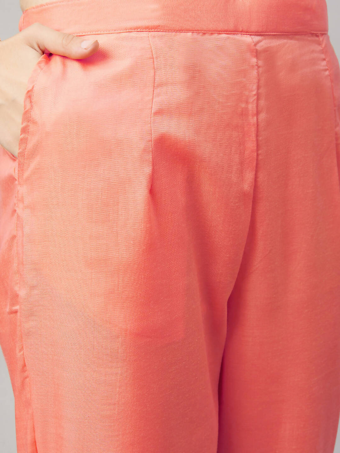 Peach Organza Embroidered Kurta with Bottom & Dupatta - Salimar | Grocsy