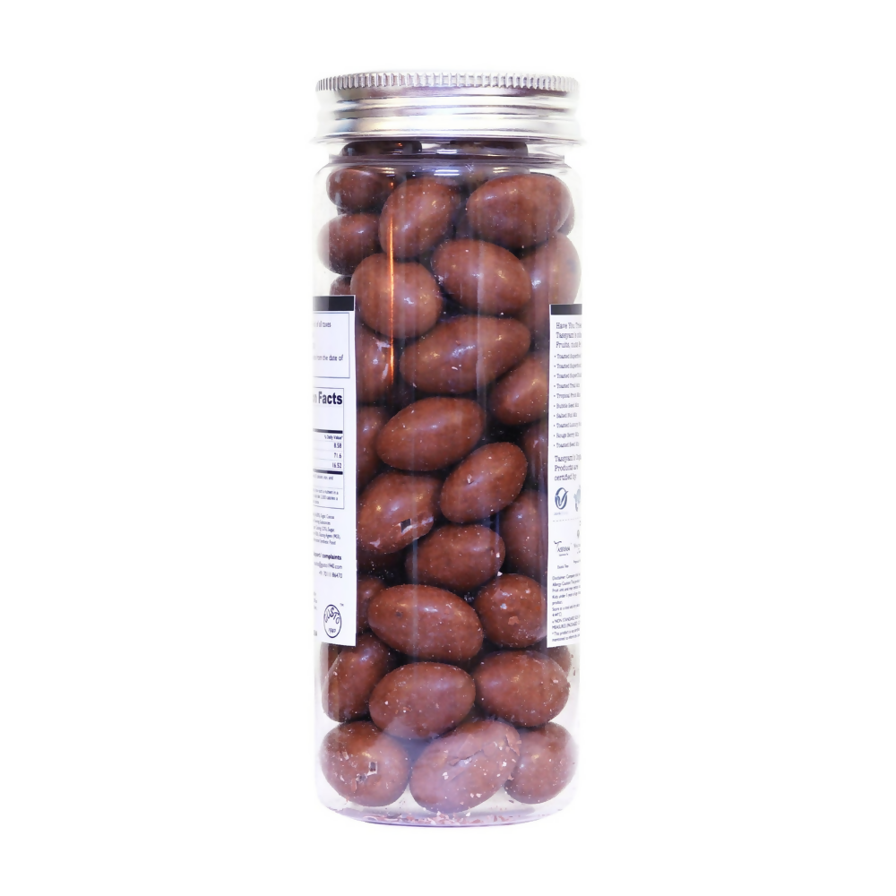 Tassyam Organics Chocolate Coated Almonds | Grocsy
