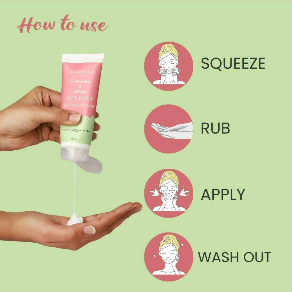 Glamveda Watermelon & Collagen Firming Face Wash | Grocsy