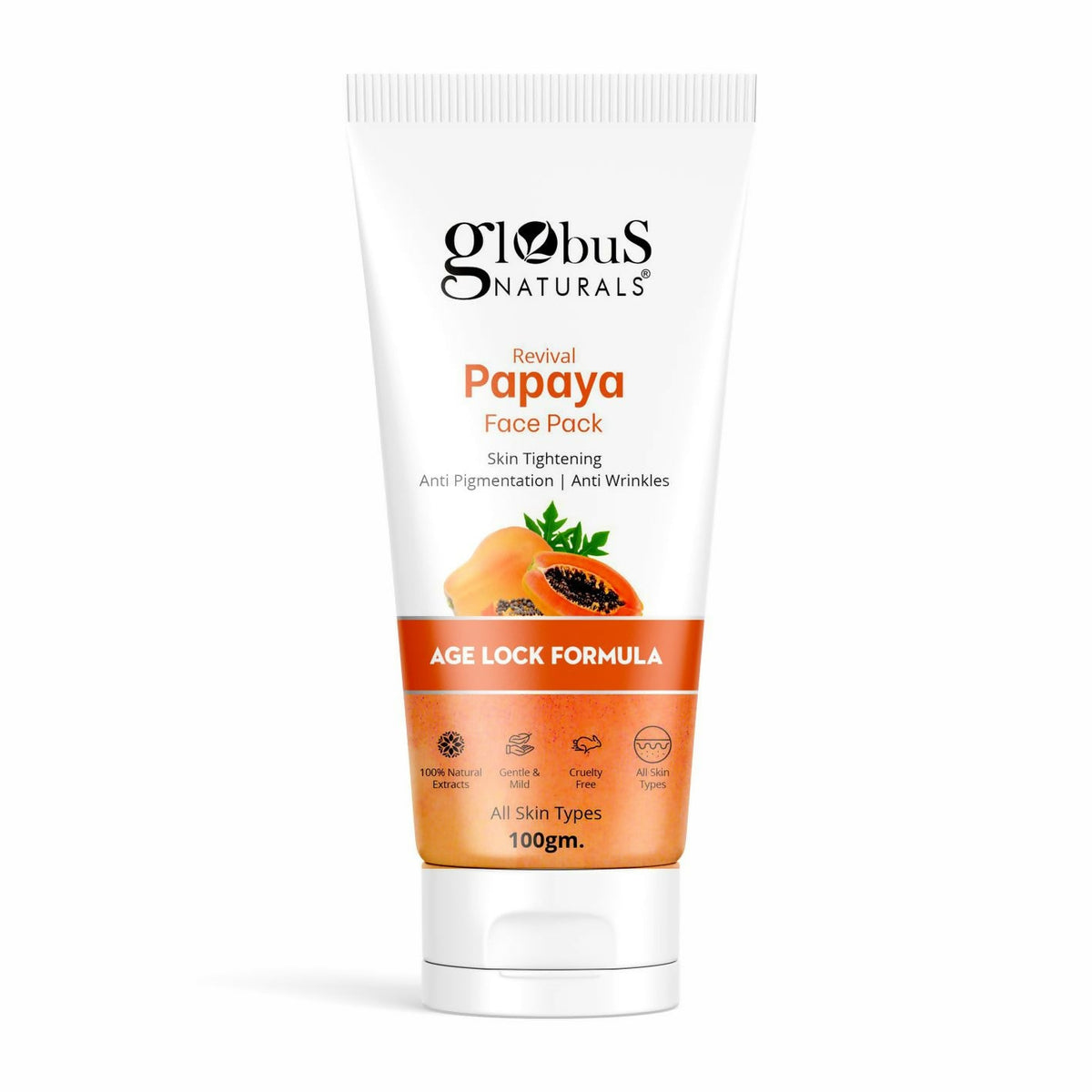 Globus Naturals Papaya Face Pack, For Tan Removal, Age Lock Formula | Grocsy