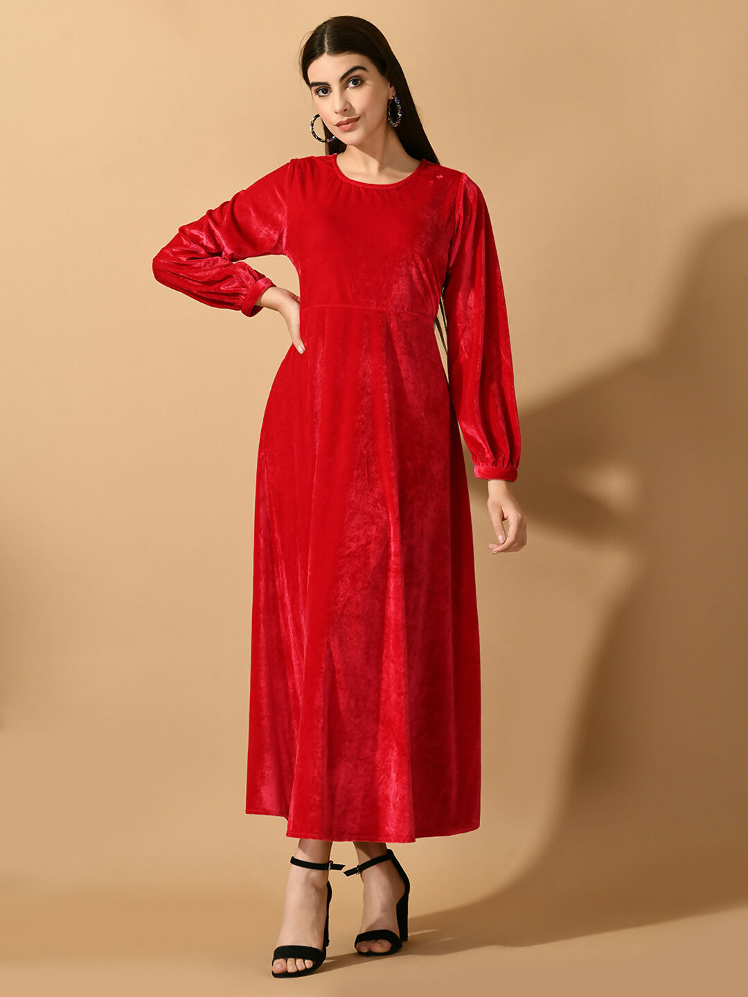 Myshka Women's Pink Fit and Flare Party Dress | Grocsy