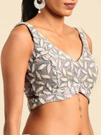 House of Panchhi Grey Organza Sequins & Zarkan embroidery Lehenga choli & Dupatta | Grocsy