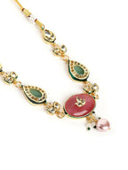 Nuyug 22K Gold Plated Radiant Rose Stone Kundan Necklace | Grocsy
