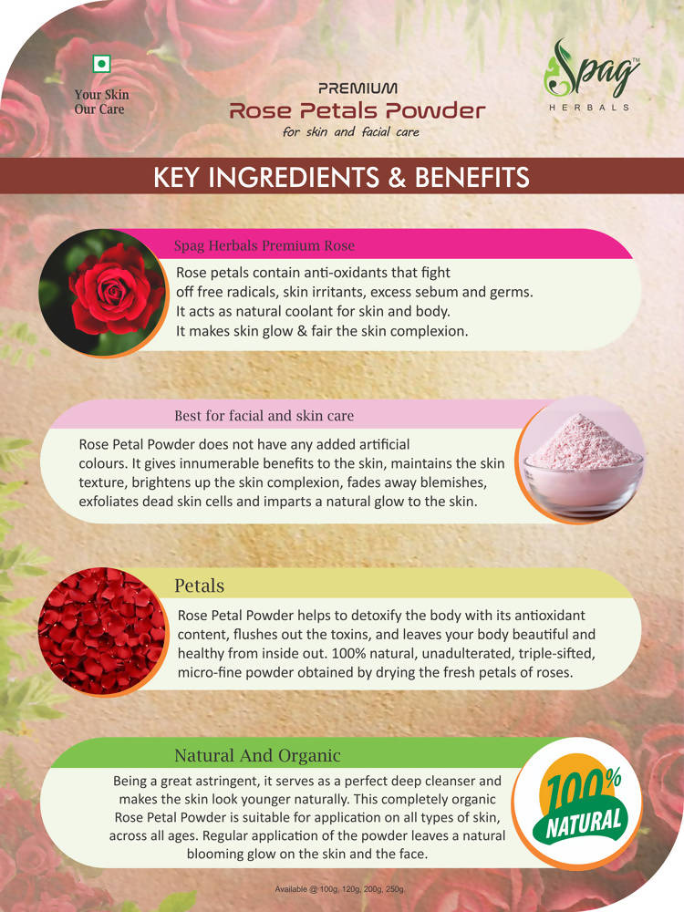 Spag Herbals Premium Rose Petals Powder | Grocsy