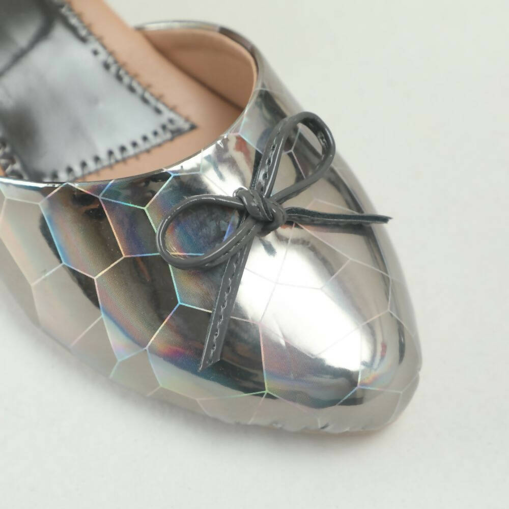 Tiny Bugs Girls Party Wear Ballerinas Heels - Dark Grey | Grocsy