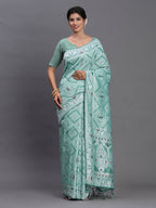 Shree Shyam Fashion Linen Cotton Sea Green Saree | Grocsy