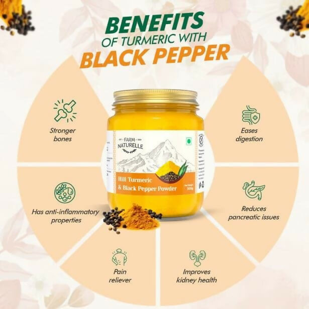 Farm Naturelle Mountain Turmeric Powder High Curcumin with Black Pepper | Grocsy