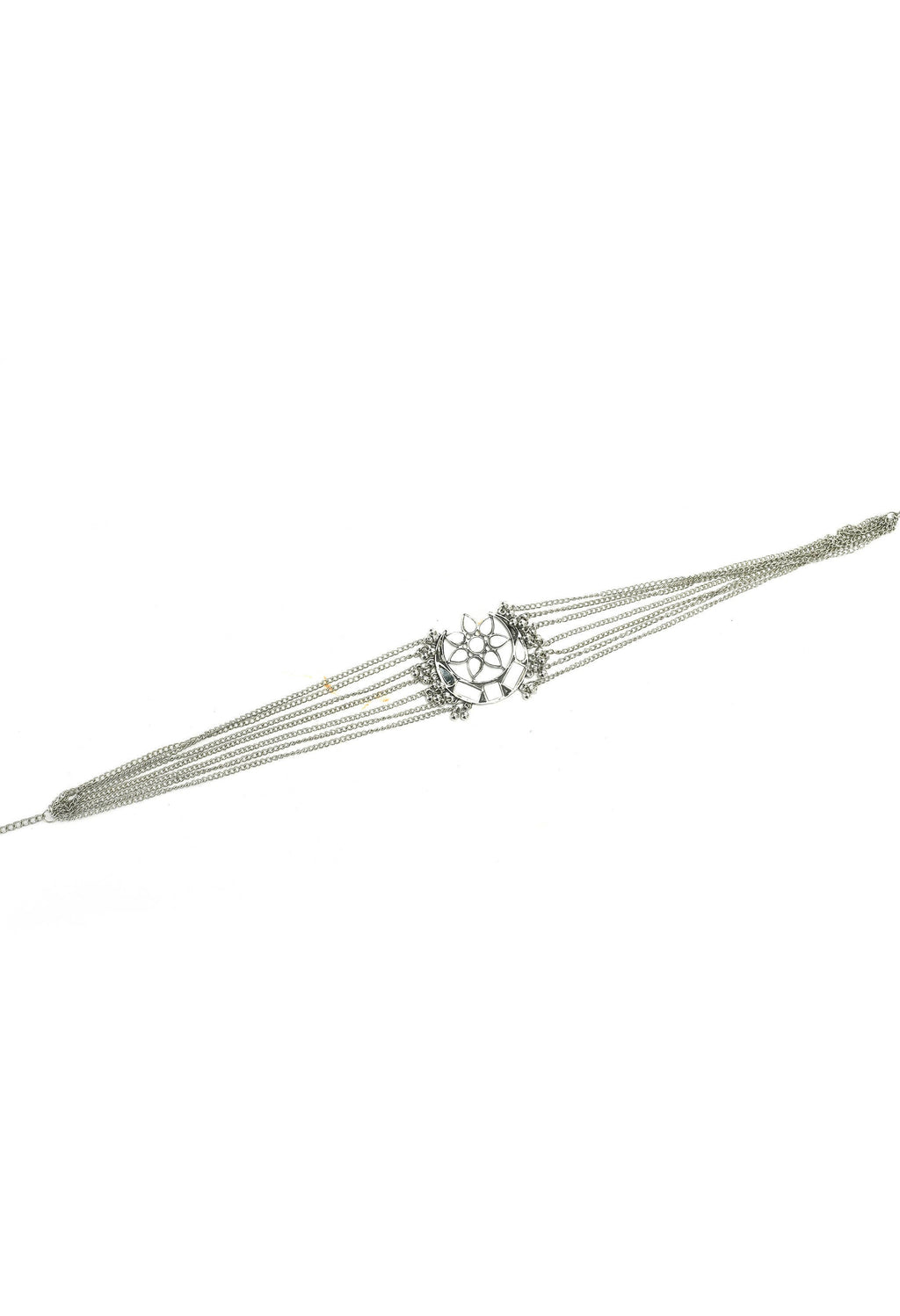 Mominos Fashion Johar Kamal Silver-Plated Brass Finish Mirror Work Choker For Women | Grocsy
