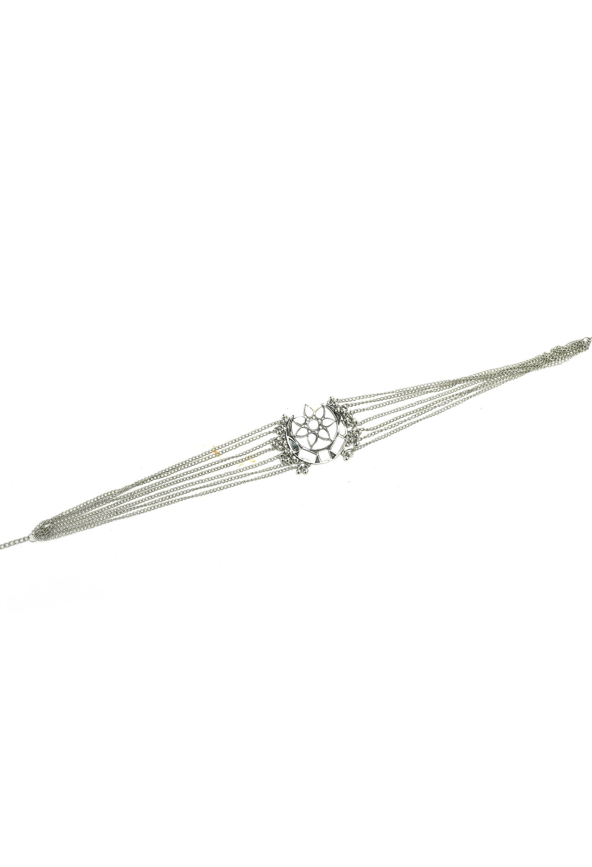 Mominos Fashion Johar Kamal Silver-Plated Brass Finish Mirror Work Choker For Women | Grocsy