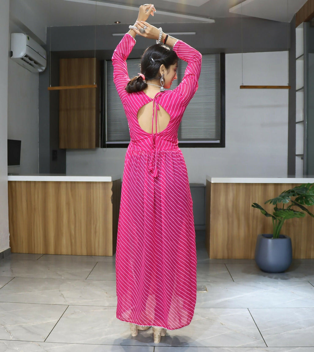 Vastranavya Pink Navratri Special Kutchi Work with Gota Patti & Mirror Work Kurti | Grocsy