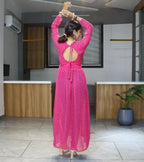 Vastranavya Pink Navratri Special Kutchi Work with Gota Patti & Mirror Work Kurti | Grocsy