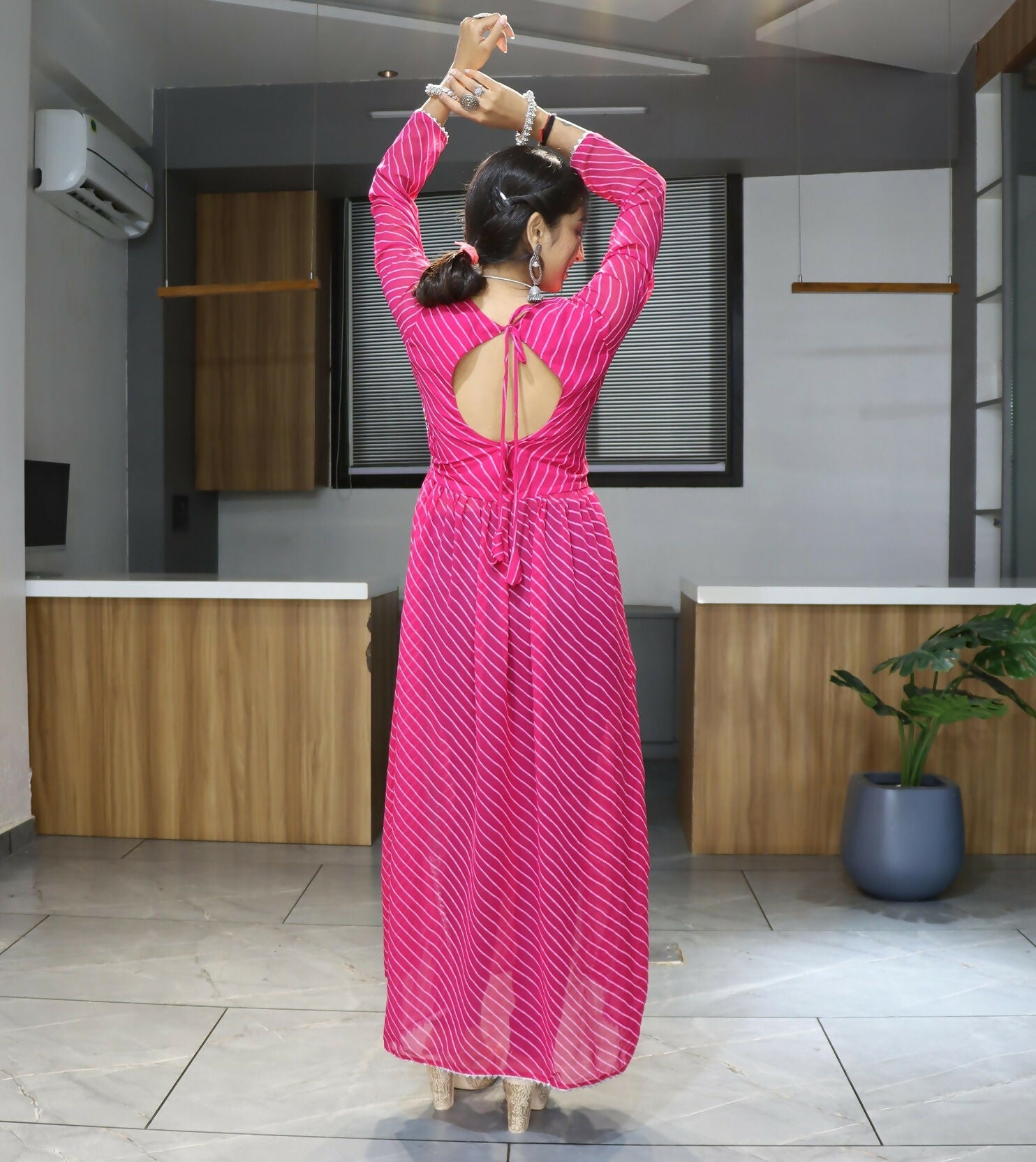 Vastranavya Pink Navratri Special Kutchi Work with Gota Patti & Mirror Work Kurti | Grocsy