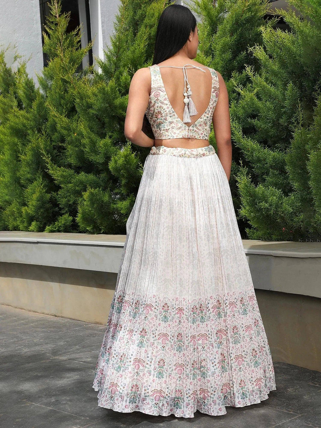 Tulsi Art Precious Off-White Digital Printed Georgette Festival Wear Lehenga Choli | Grocsy