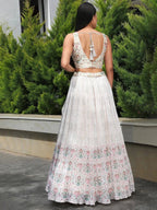 Tulsi Art Precious Off-White Digital Printed Georgette Festival Wear Lehenga Choli | Grocsy