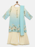 Ahalyaa Multi Crepe Printed Kids Kurta Sharara Sets With Dupatta For Girls | Grocsy