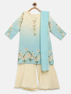 Ahalyaa Multi Crepe Printed Kids Kurta Sharara Sets With Dupatta For Girls | Grocsy