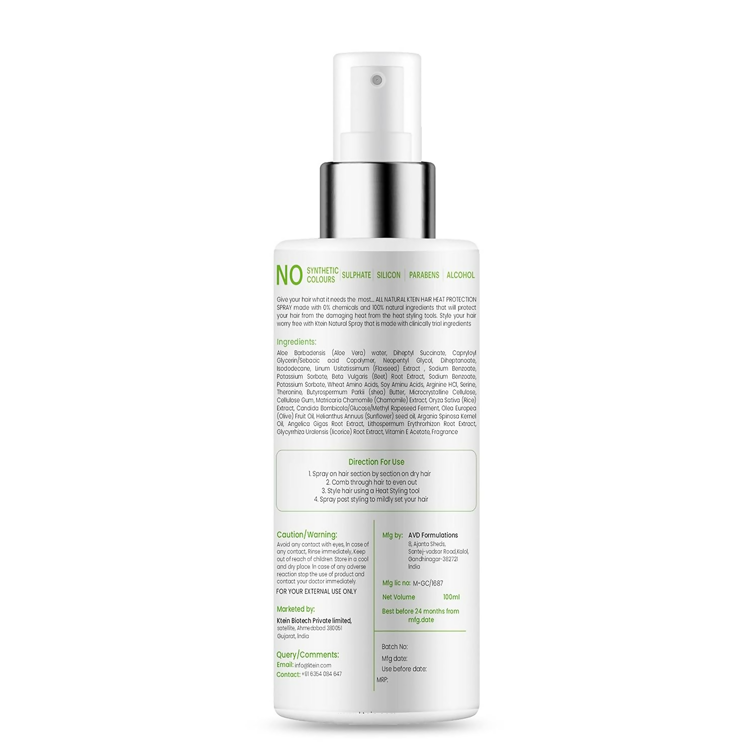 Ktein 100% Plant based Natural Hair Heat Protection Spray | Grocsy