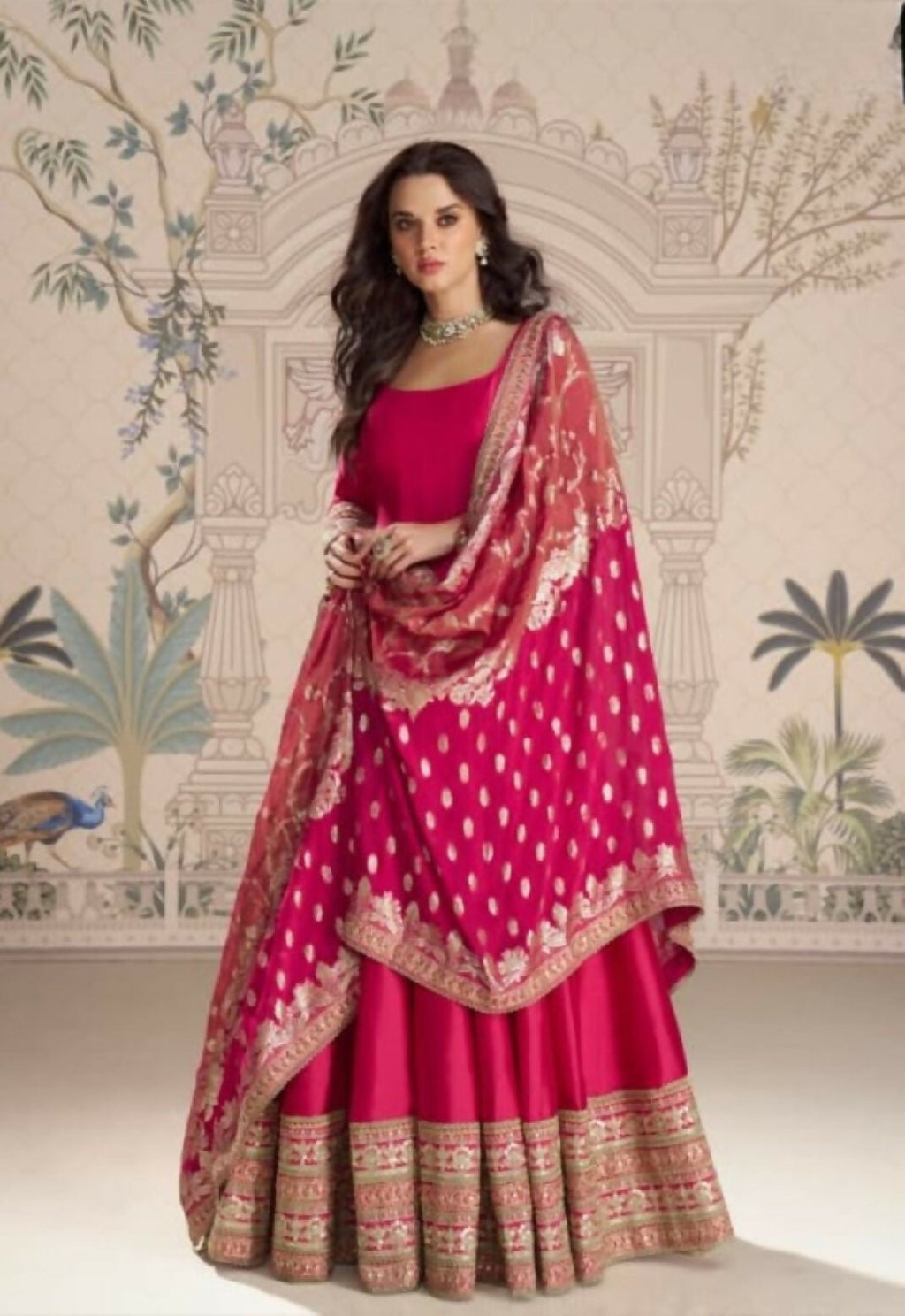Anaita Red Vichitra Silk Anarkali Suit with Embroidery Sequins Work | Grocsy