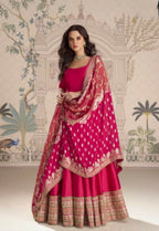 Anaita Red Vichitra Silk Anarkali Suit with Embroidery Sequins Work | Grocsy